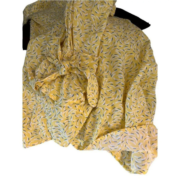 Maeve Anthropologie Size 0 Blithe Yellow Printed Button Down Blouse Top - Picture 6 of 11